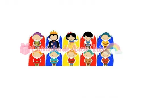 100 Forminhas / Toppers: Branca de Neve Cute