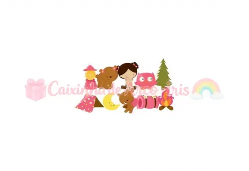 100 Mini Apliques 3,5cm: Acampamento Menina