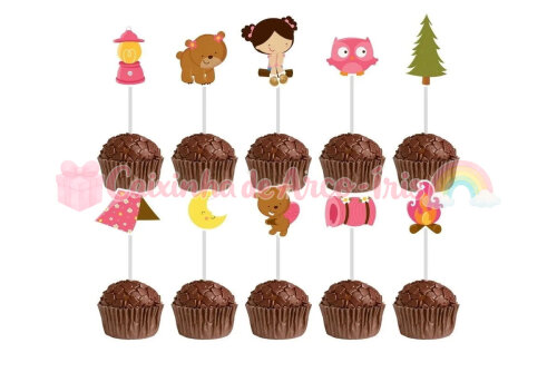 100 Forminhas / Toppers: Acampamento Menina