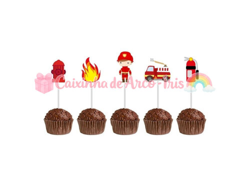 100 Forminhas / Toppers: Bombeiro