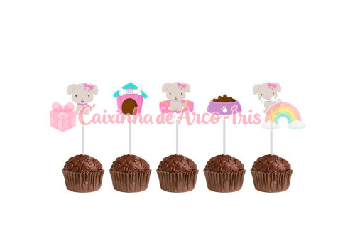 100 Forminhas / Toppers: Cachorrinho