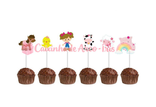100 Forminhas / Toppers: Fazendinha Menina