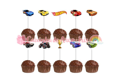 100 Forminhas / Toppers: Hot Wheels