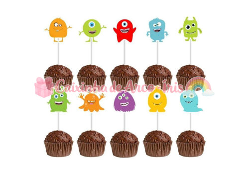 100 Forminhas / Toppers: Monstrinhos