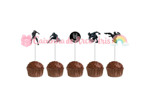100 Forminhas / Toppers: Pantera Negra