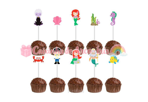 100 Forminhas / Toppers: Pequena Sereia Cute