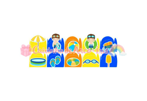 100 Forminhas / Toppers: Pool Party Menino