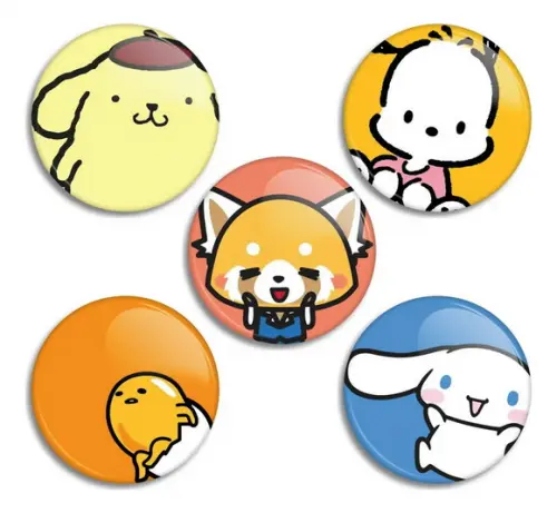 Kit 5 Bottons Personagens Kawaii Sanrio e Snoopy Cinnamoroll