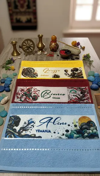 Kit com 3 Toalhas Sublimadas Orixás 28x50 cm
