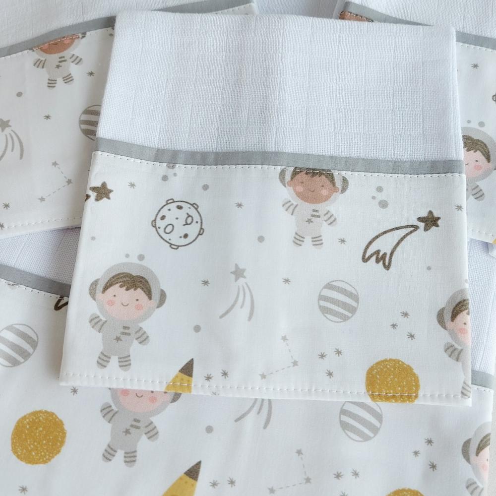 kit fralda grande, ombro e boca tema astronauta