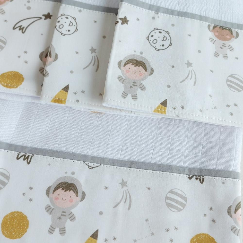 kit fralda grande, ombro e boca tema astronauta