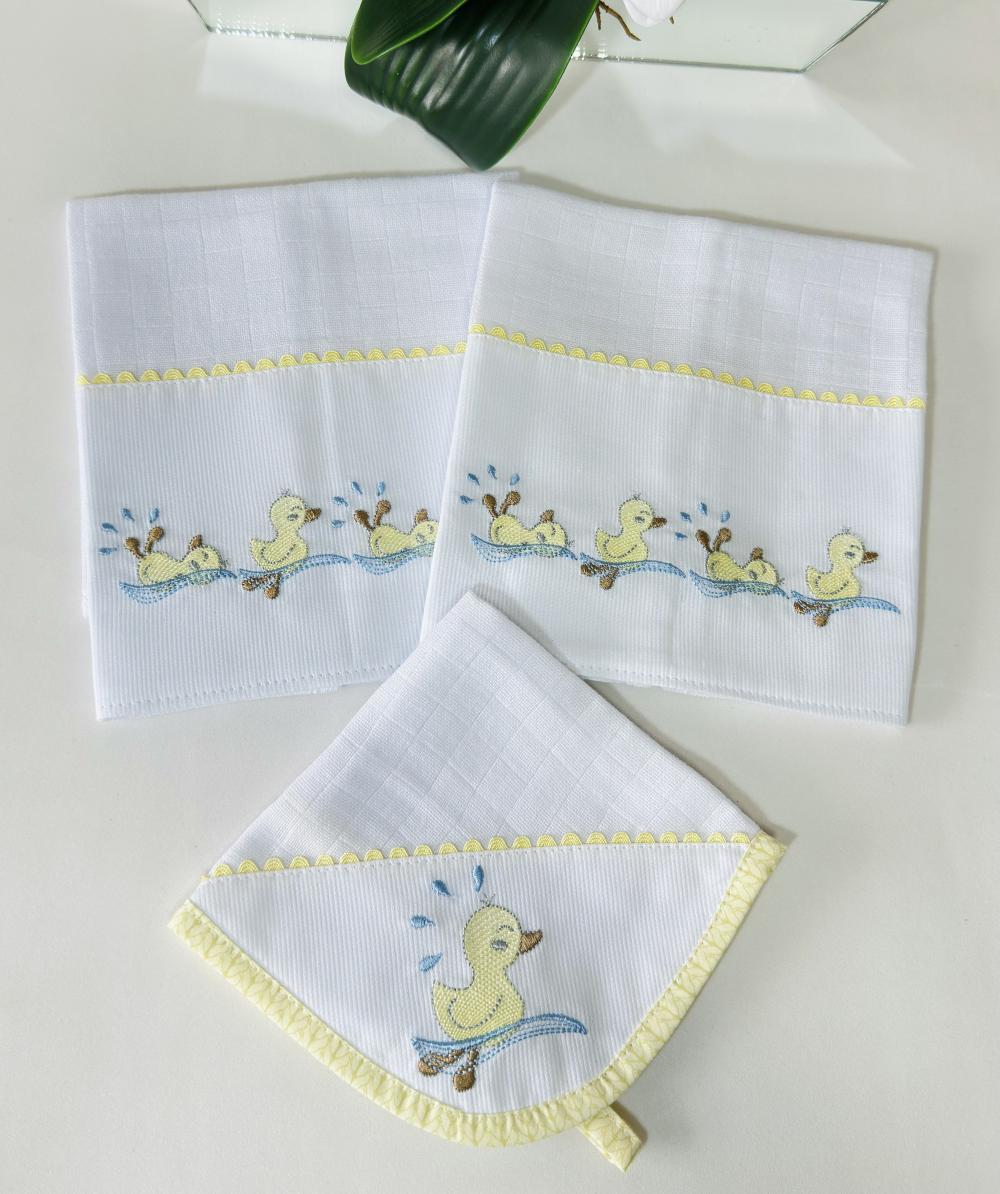 kit de fraldas bordadas tema patinhos
