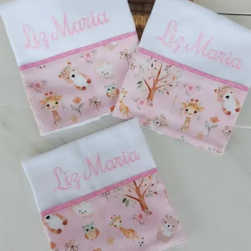 Kit Fralda Ombro e Boca Bordado o Nome