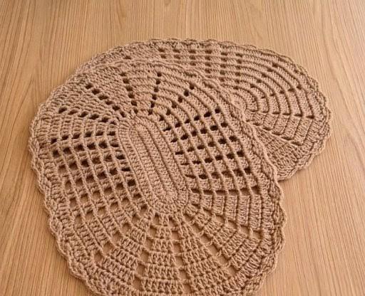 Kit 2 Peças Parzinho Tapete de Crochê Oval - 50cm x 35cm - Barb