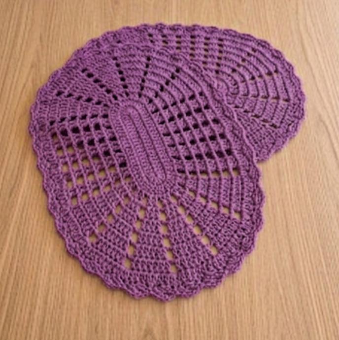 Kit 2 Peças Parzinho Tapete de Crochê Oval - 50cm x 35cm - Barb
