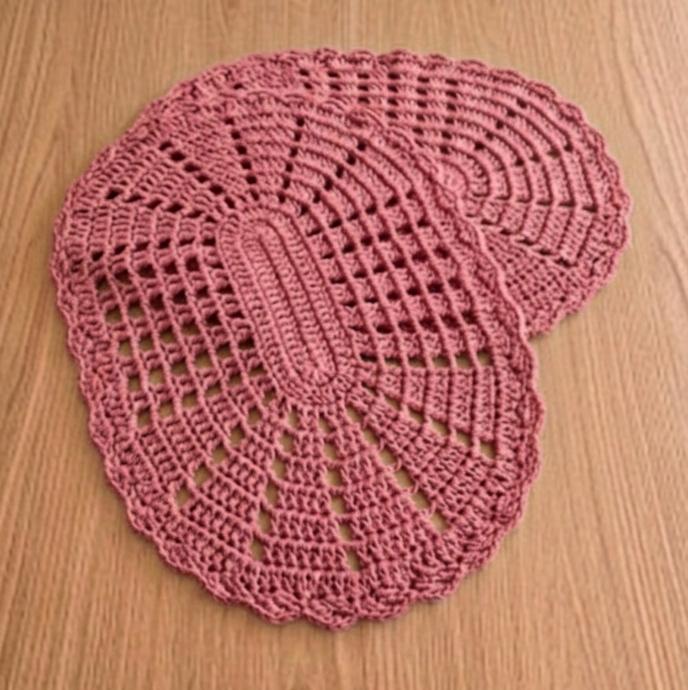 Kit 2 Peças Parzinho Tapete de Crochê Oval - 50cm x 35cm - Barb