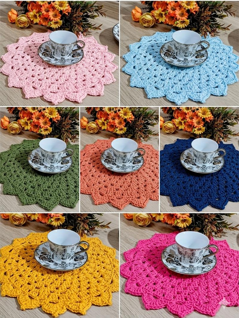 Toalhinha de Crochê Sousplat Mesa Posta / Centro de Mesa 28cm Cr