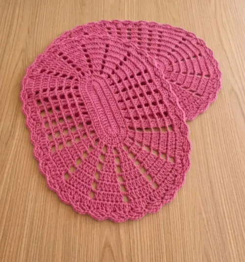 Kit 2 Peças Parzinho Tapete de Crochê Oval - 50cm x 35cm - Barb