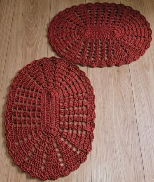 Kit 2 Peças Parzinho Tapete de Crochê Oval - 50cm x 35cm - Barbante Premium Tabela de cores para escolher por chat