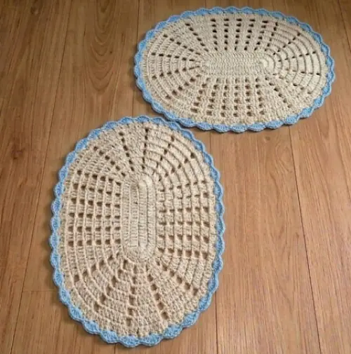 Kit 2 Peças Parzinho Tapete de Crochê Oval DUO COR - 50cm x 35cm - Barbante Premium Tabela de cores para escolher por chat