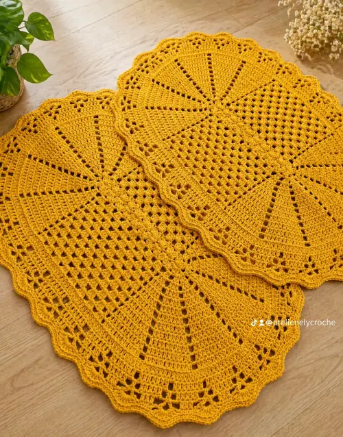 Kit 2 Peças Parzinho Tapete de Crochê Oval - 50cm x 35cm - Barb