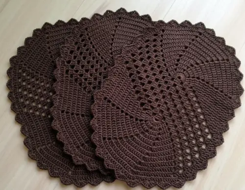Tapete de Chochê Oval Espiral Artesanal - Avulso 60 x 36 cm cada