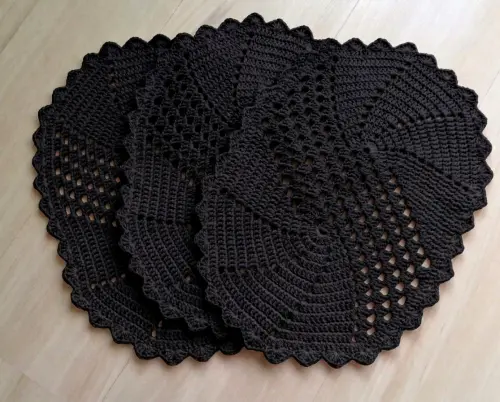 Tapete de Chochê Oval Espiral Artesanal - Avulso 60 x 36 cm cada