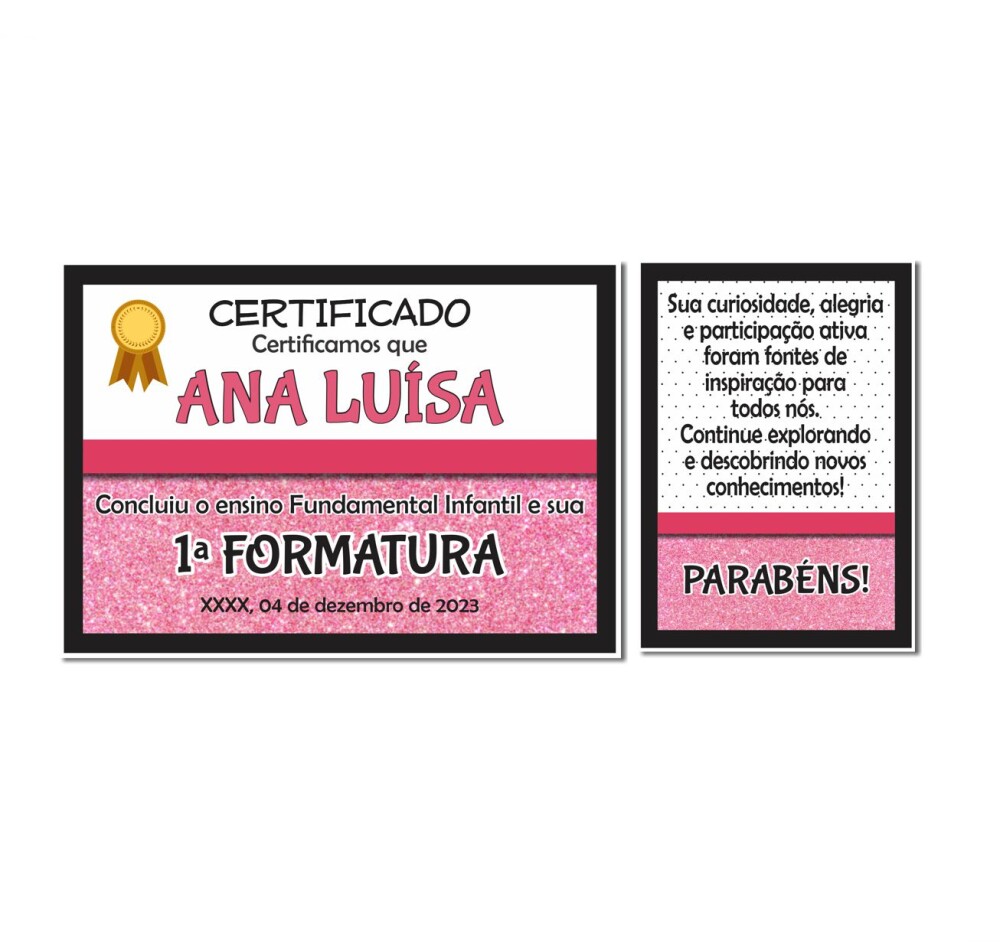 Kit Festa Formatura Infantil Menina Rosa | Papelaria Pronta