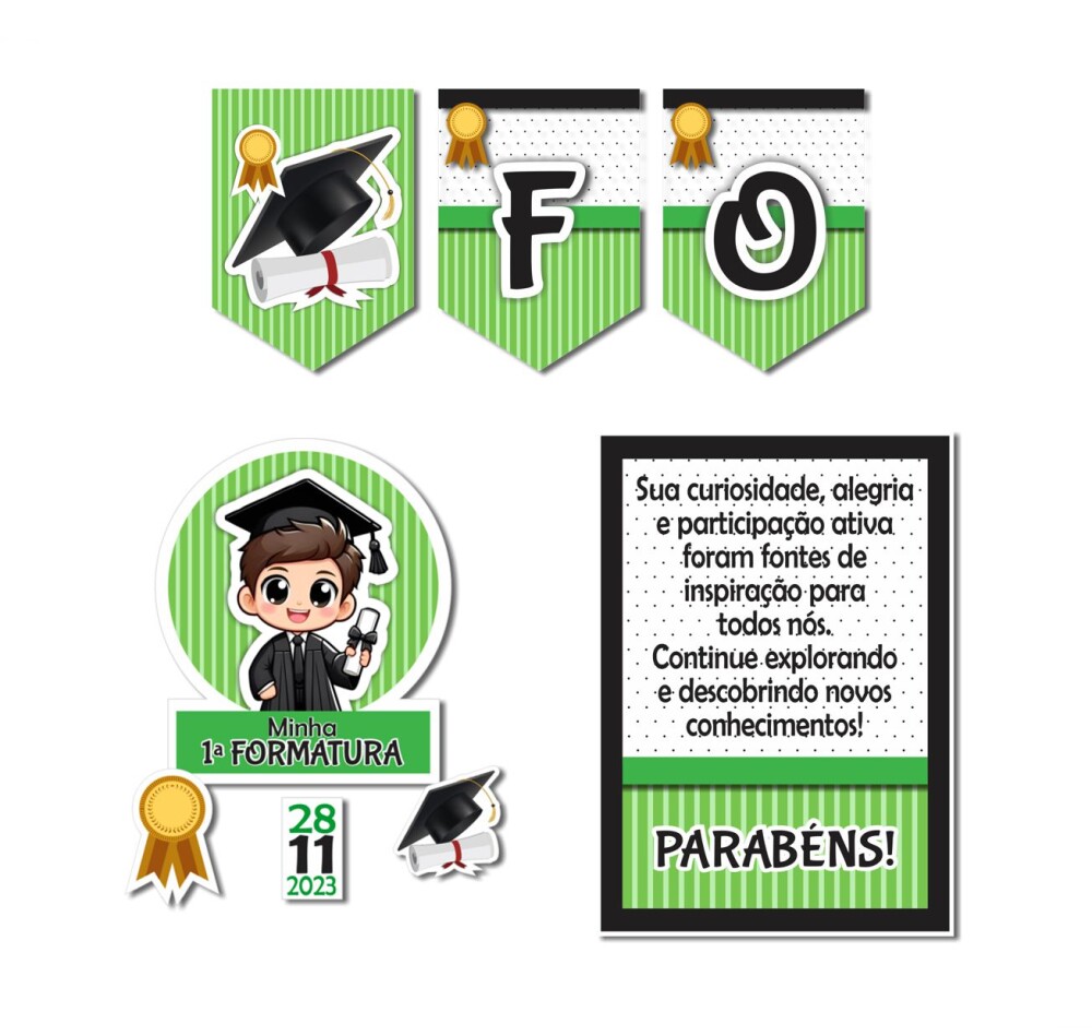 Kit Festa Formatura Infantil Menino | Papelaria Pronta ABC