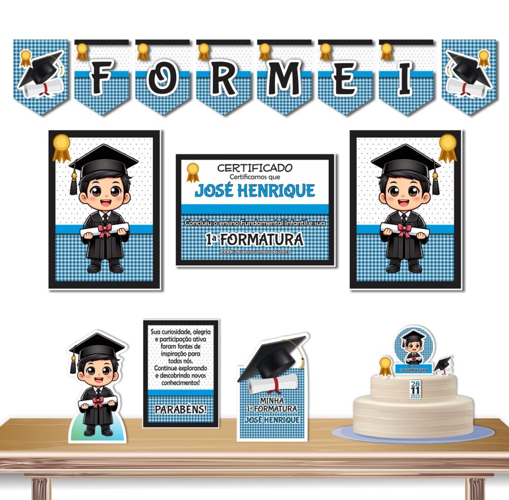 Kit Festa Formatura Infantil Menino | Papelaria Pronta ABC