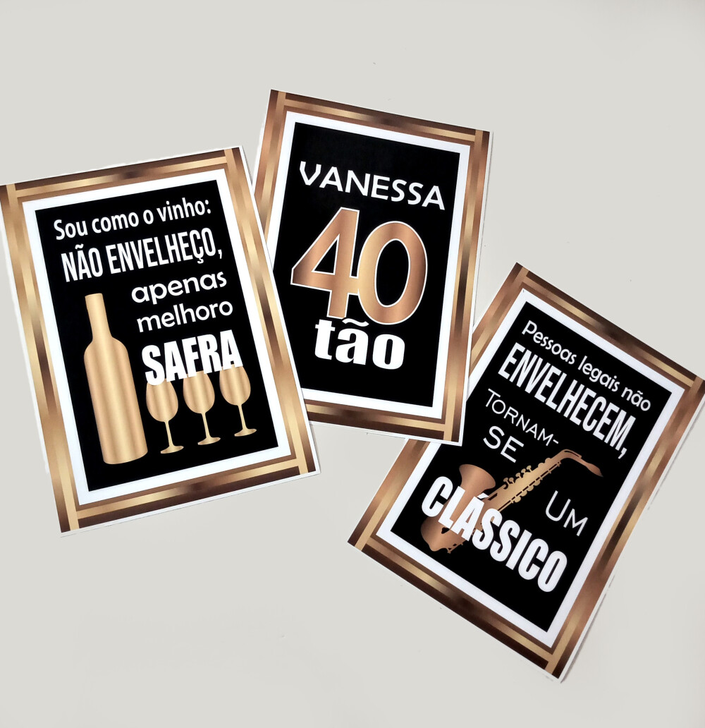 Kit Festa Aniversario Adulto Preto E Dourado | 40 50 60 Anos