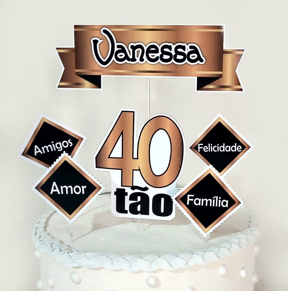 Kit Festa Aniversario Adulto Dourado E Branco | 40 50 60 Anos
