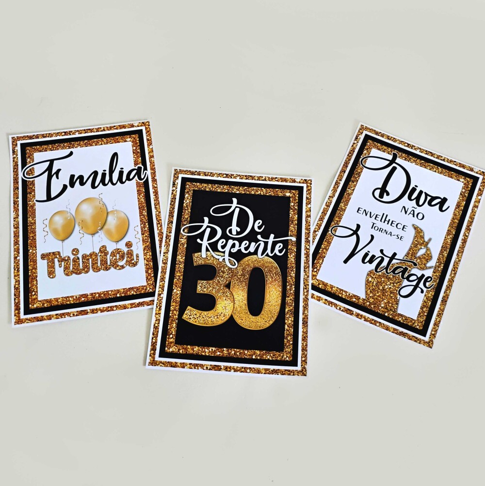 Kit Festa De Repente 30 Anos Rosa E Dourado | Pronto Para Uso