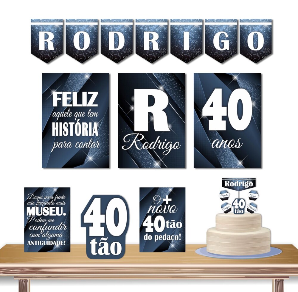 Kit Festa Aniversario Masculino Azul E Prata | Homem Adulto