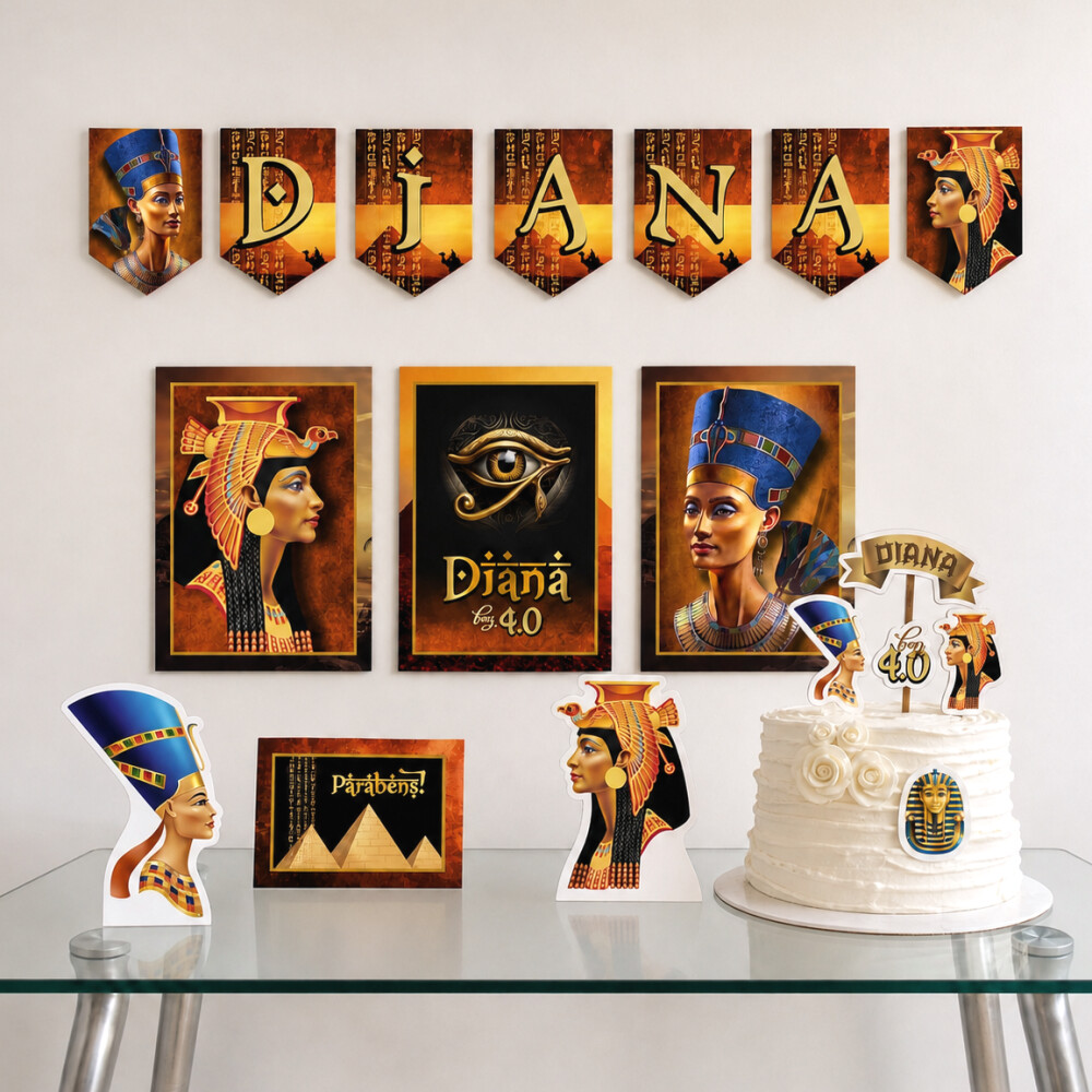 Kit Festa Rainhas do Egito Cleópatra e Nefertiti | Só um Bolinh