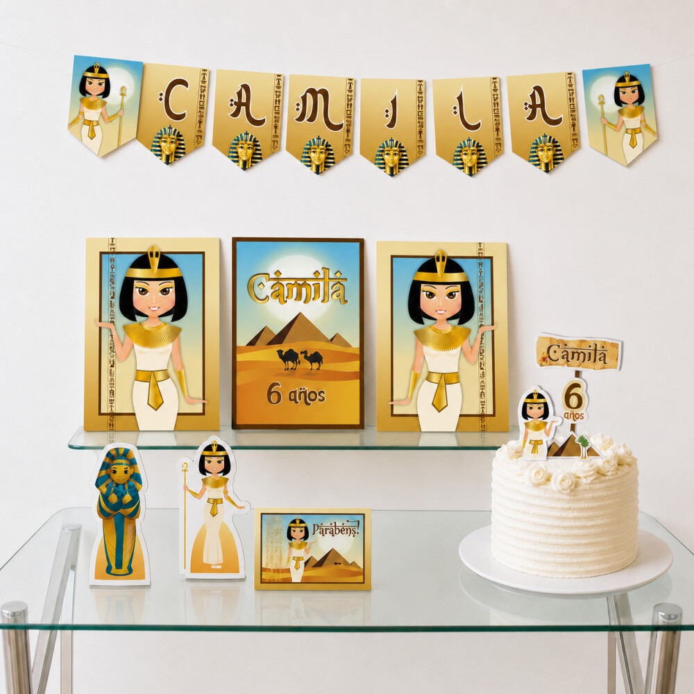 Kit Festa Rainhas do Egito Cleópatra e Nefertiti | Só um Bolinh