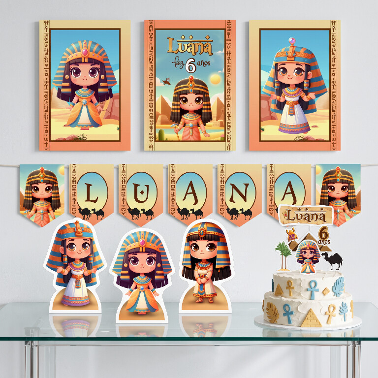 Kit Festa Cleópatra Infantil Menina Papelaria Personalizada