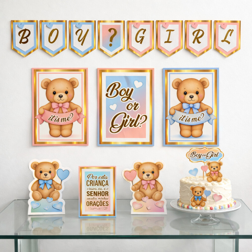 Kit Festa Chá Revelação Ursinhos | Só um Bolinho