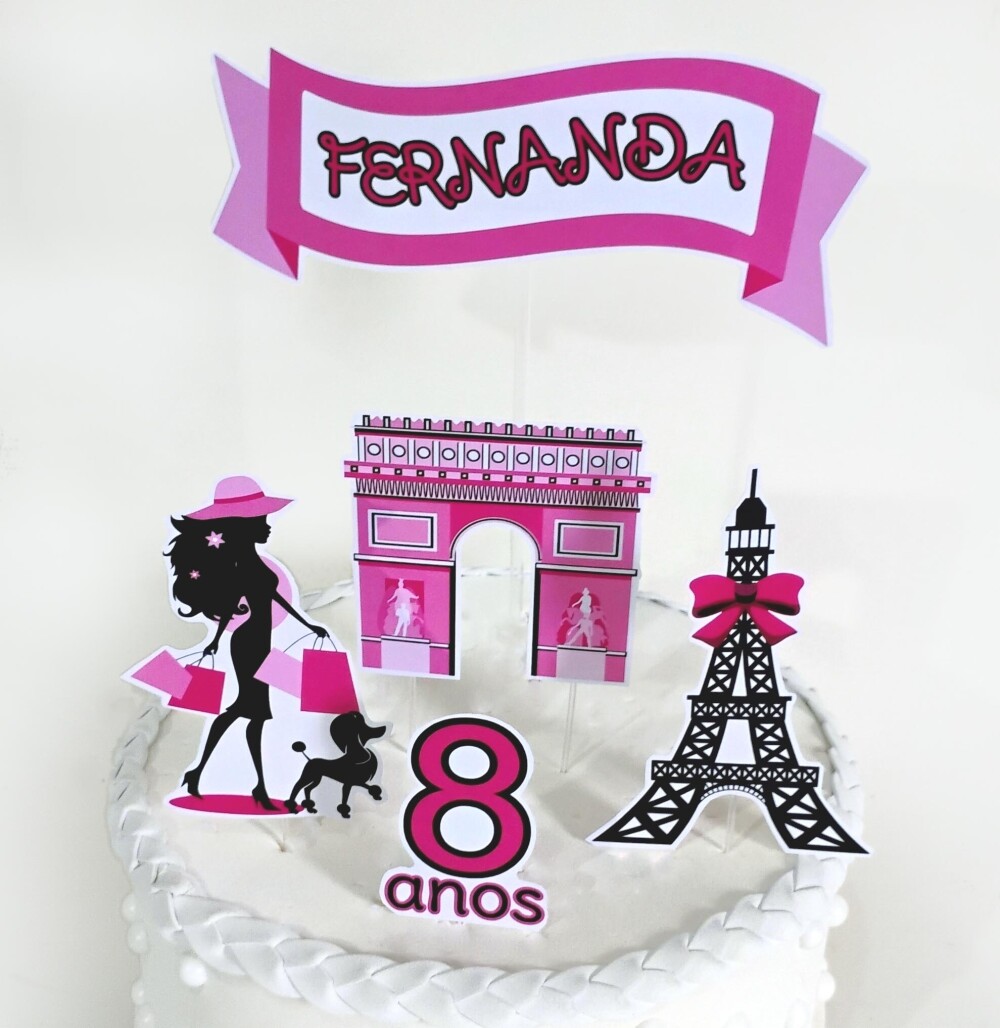 Kit Festa Paris Luxo Papelaria Personalizada | Só um Bolinho