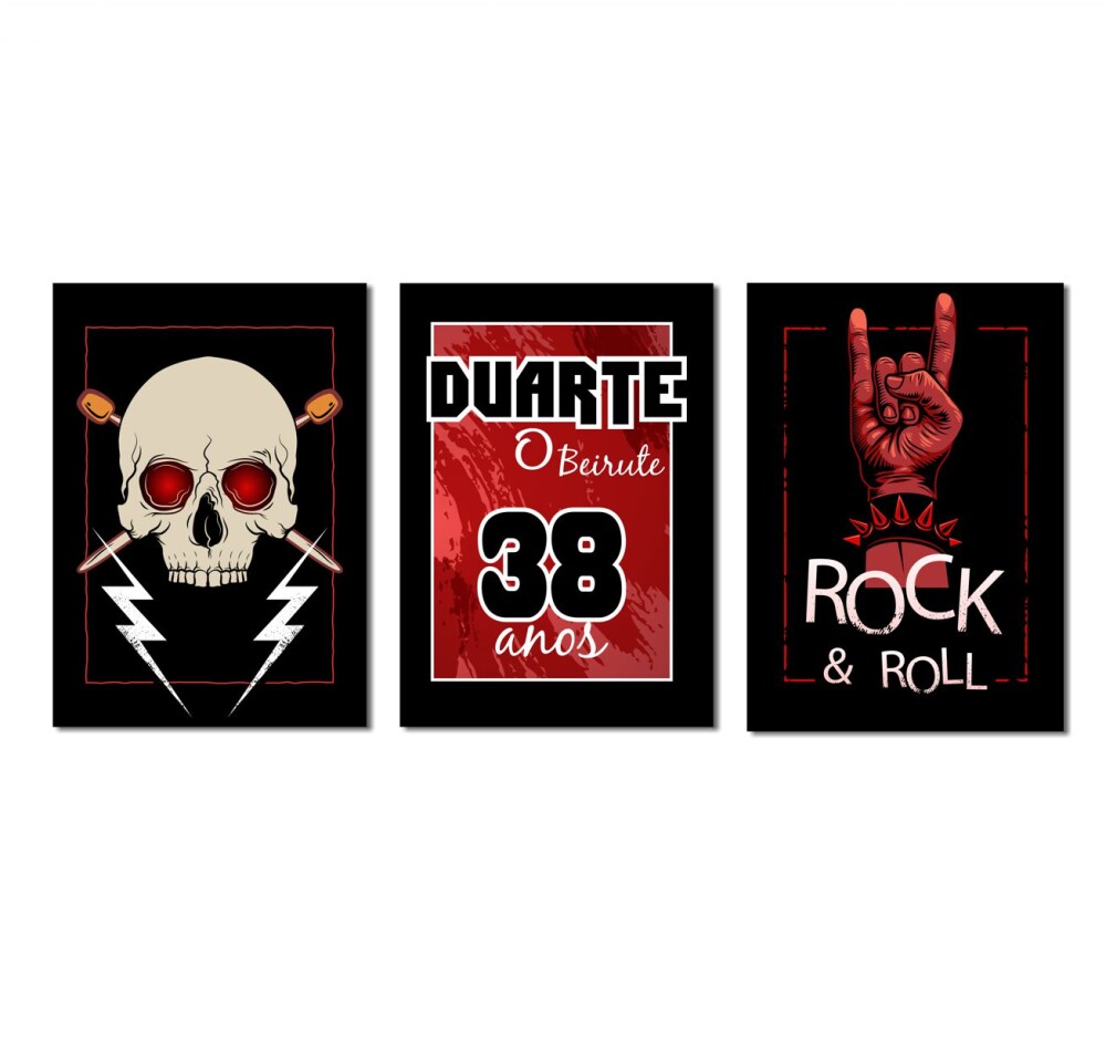 Kit Festa Rock Papelaria Personalizada | Só um Bolinho