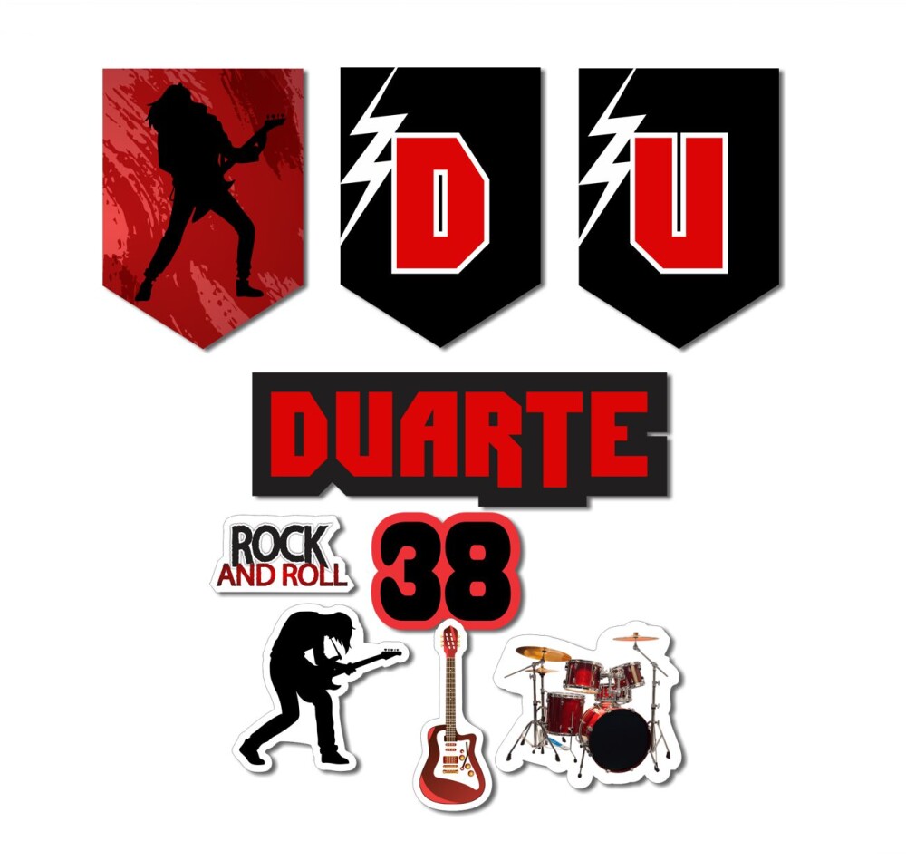Kit Festa Rock Papelaria Personalizada | Só um Bolinho
