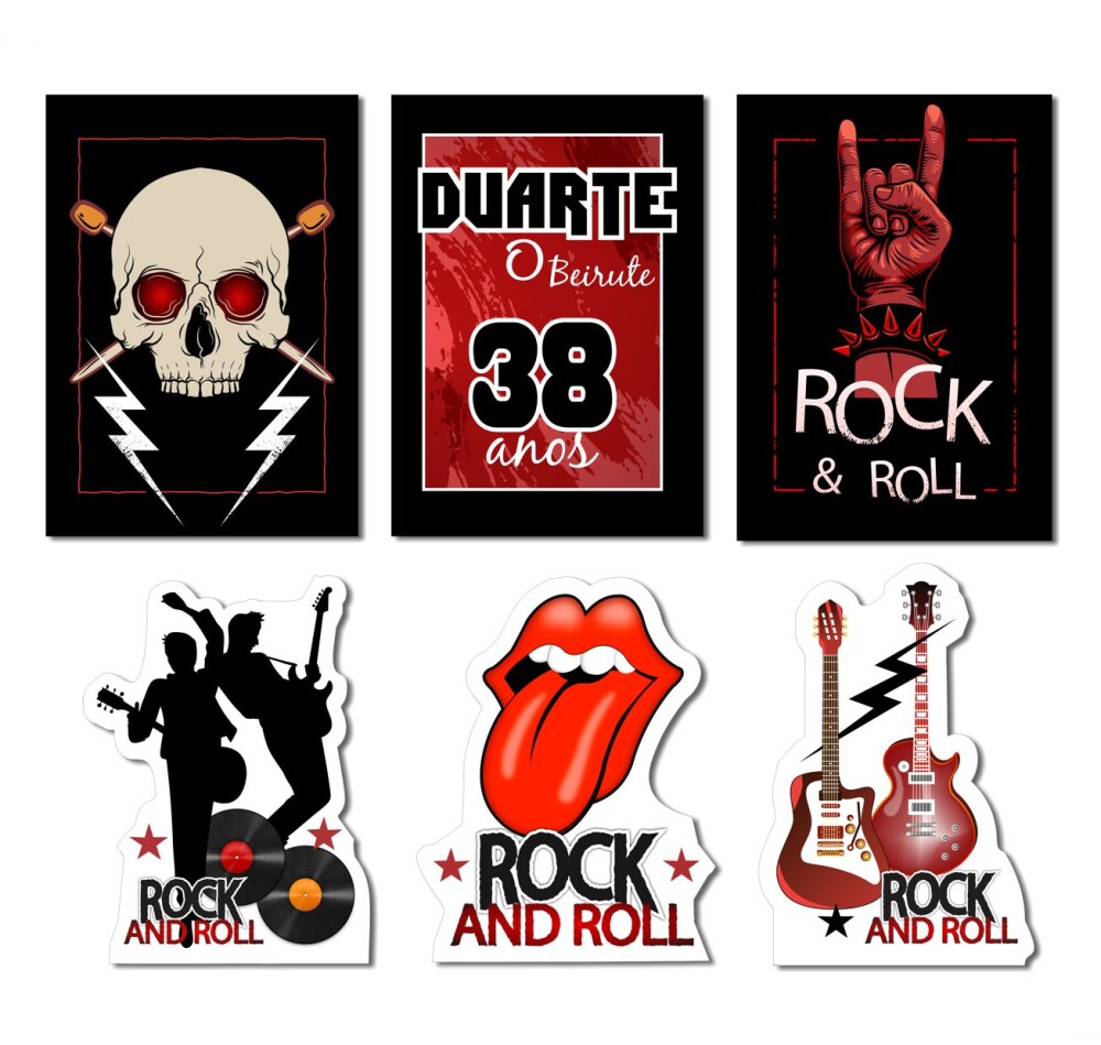 Kit Festa Rock Papelaria Personalizada | Só um Bolinho