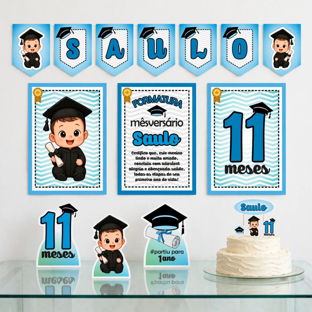 Kit Festa Mesversário Menino Papelaria | Só um Bolinho