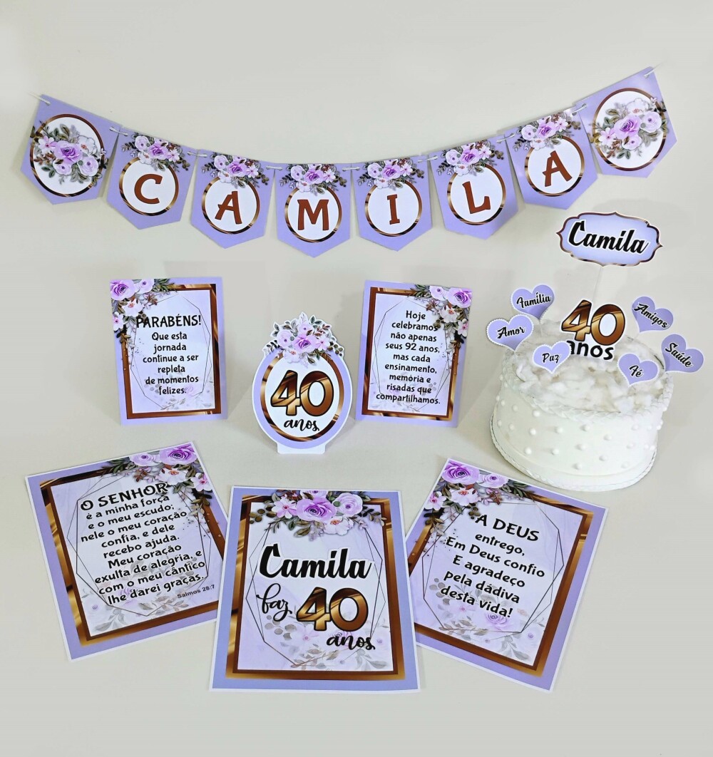 Kit Festa Floral Feminino Papelaria | Só um Bolinho