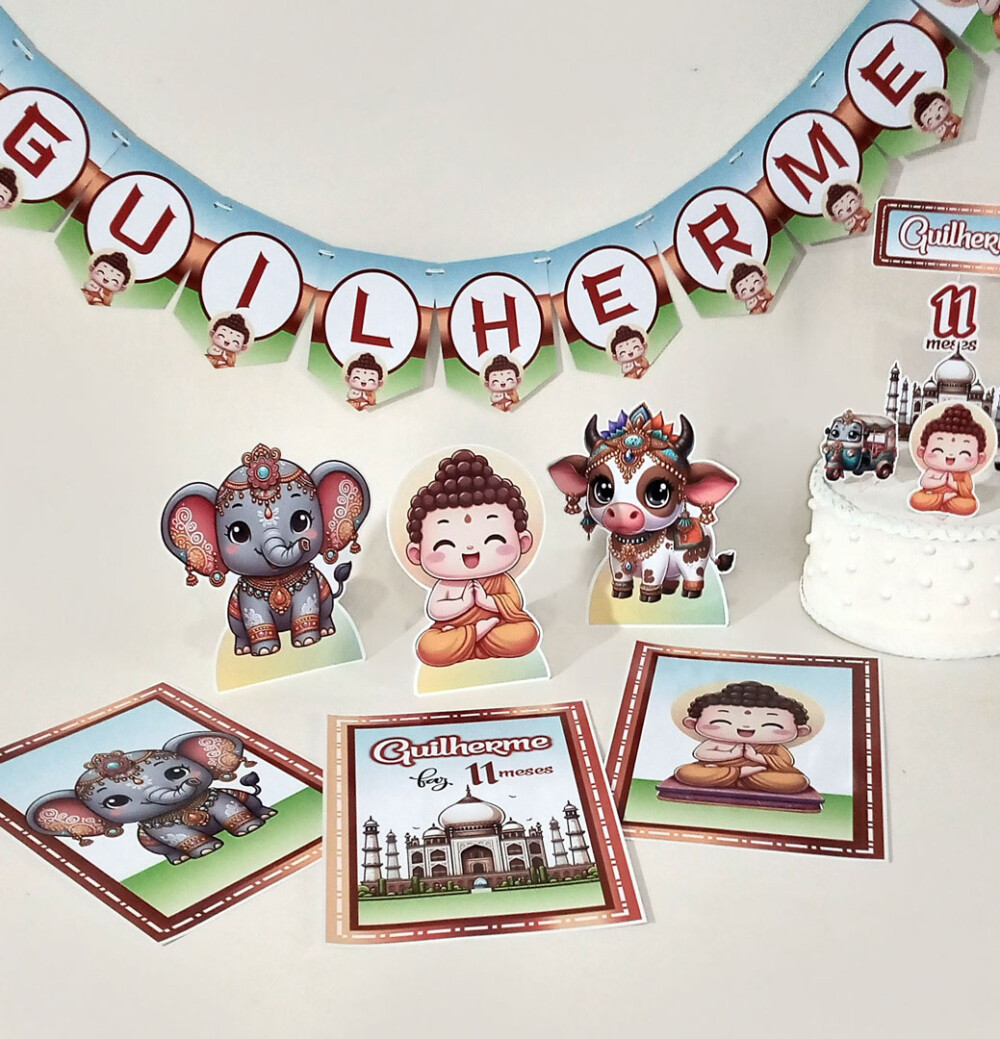 Kit Festa Indiana Buda Ganesha Papelaria | Só um Bolinho