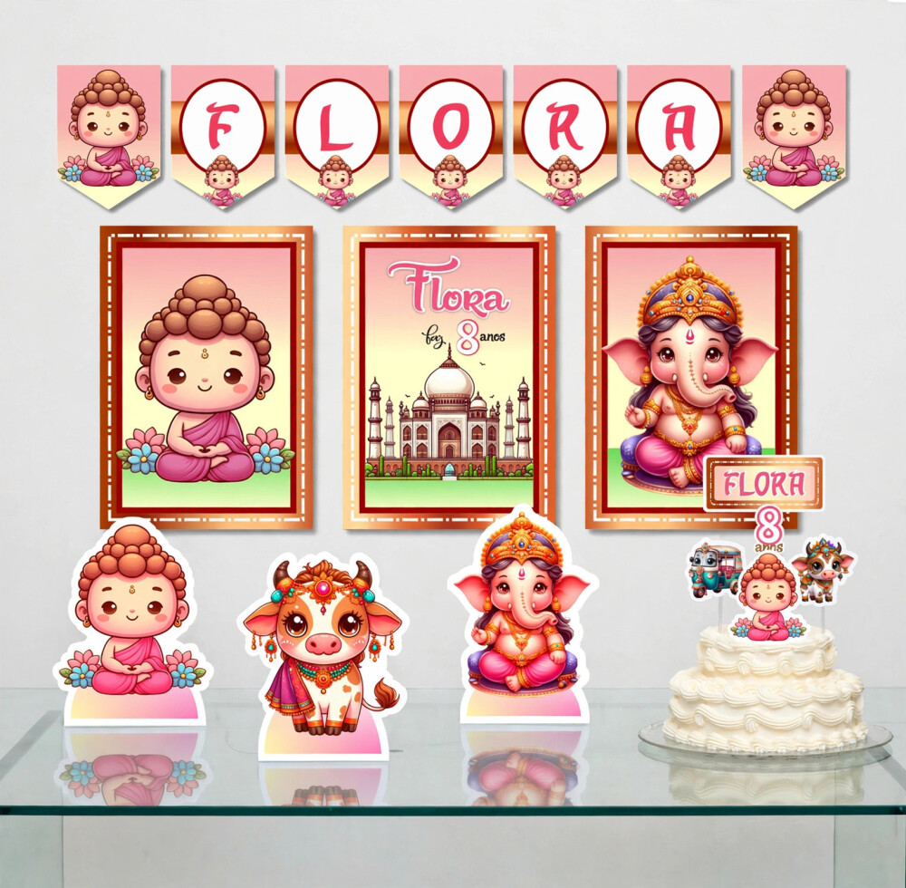 Kit Festa Indiana Buda Ganesha Papelaria | Só um Bolinho