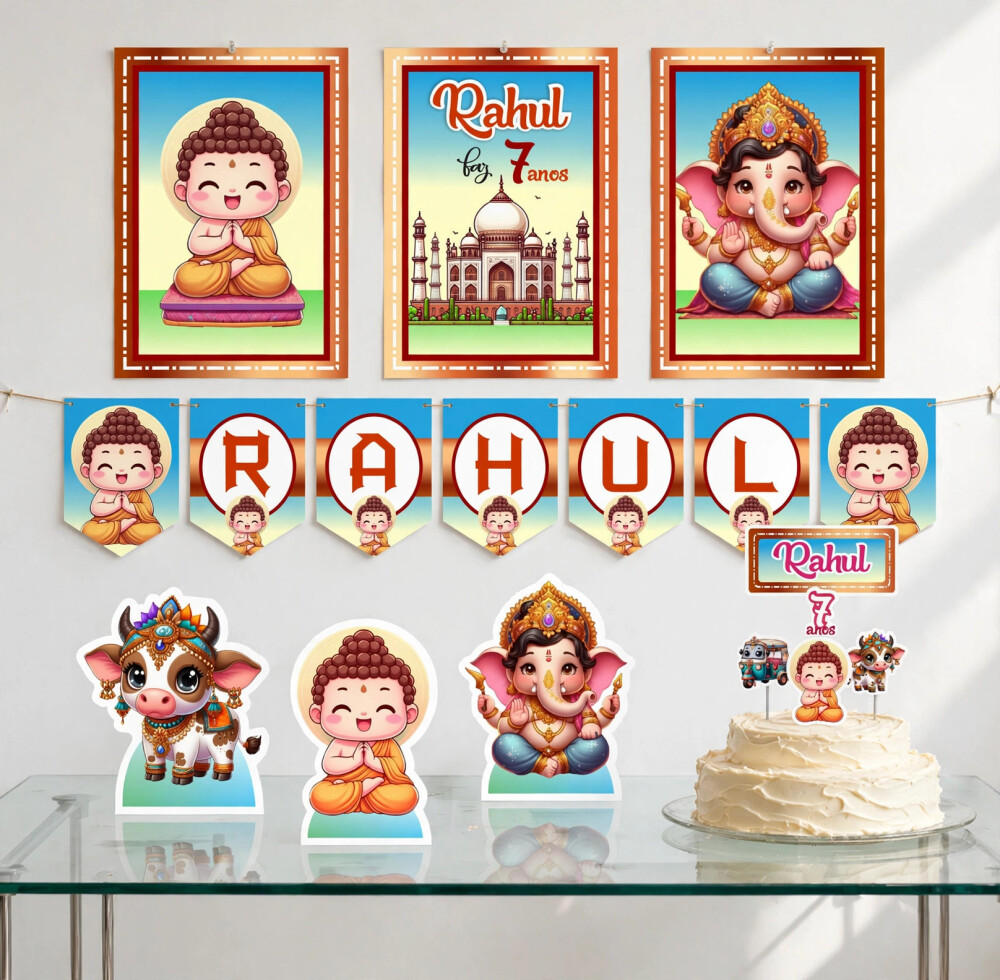 Kit Festa Indiana Buda Ganesha Papelaria | Só um Bolinho