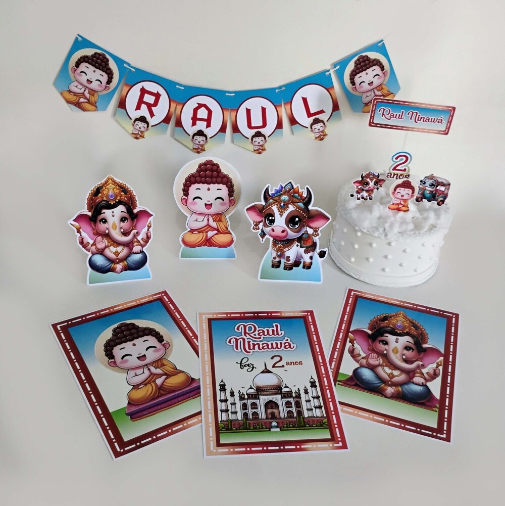Kit Festa Indiana Buda Ganesha Rosa | Papelaria Menina