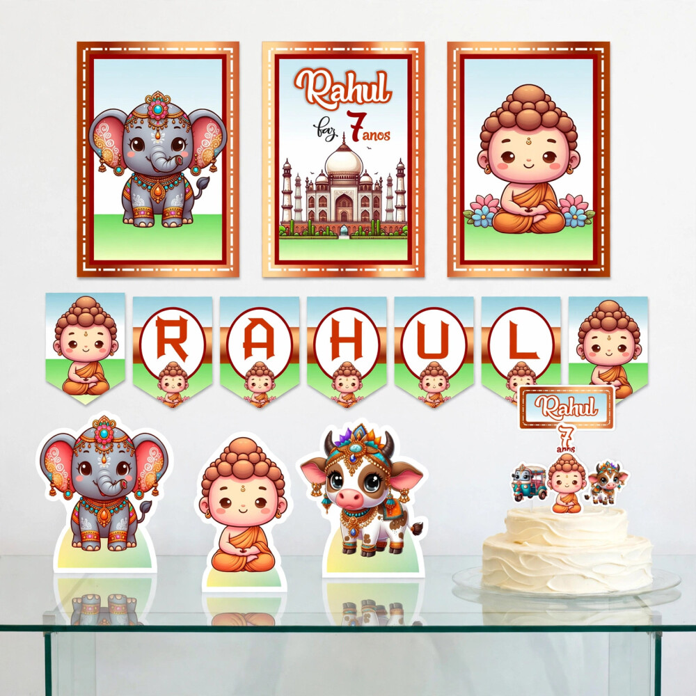Kit Festa Indiana Buda Ganesha Rosa | Papelaria Menina