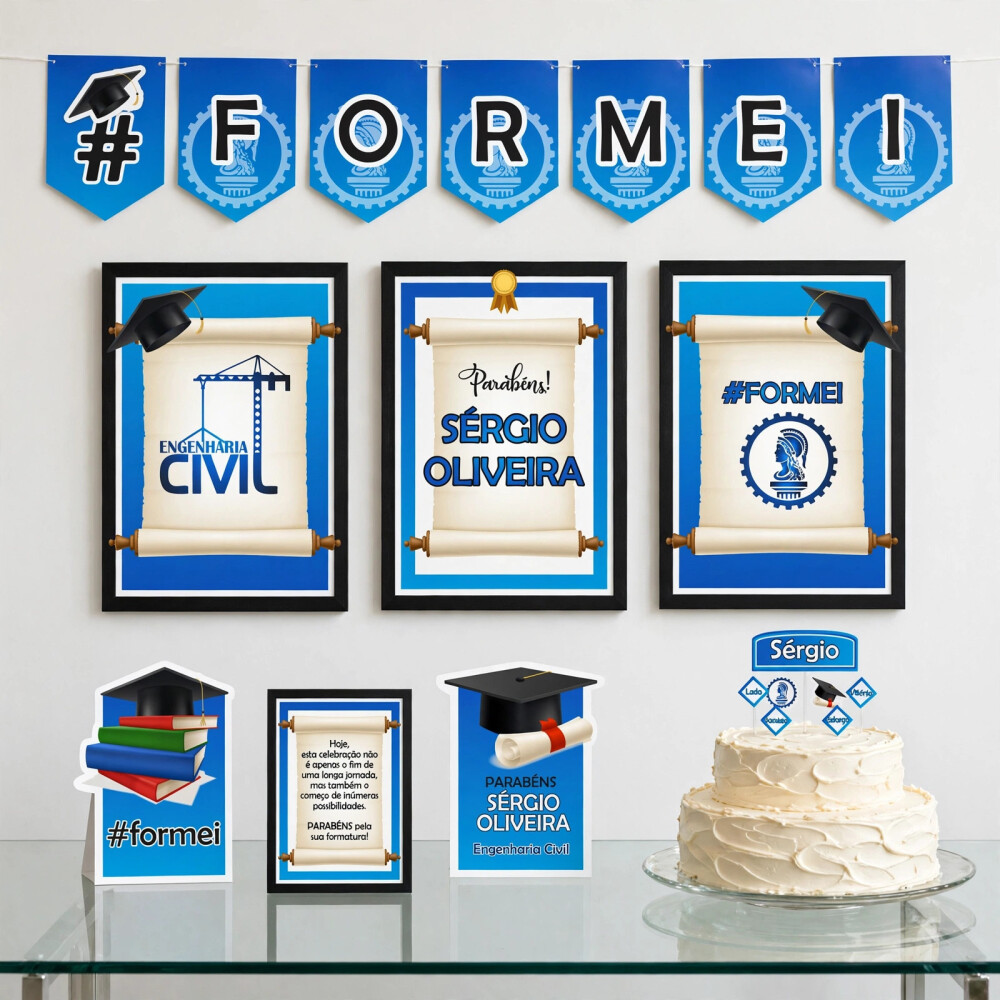 Kit Festa Formatura Graduação Qualquer Curso | Só um Bolinho
